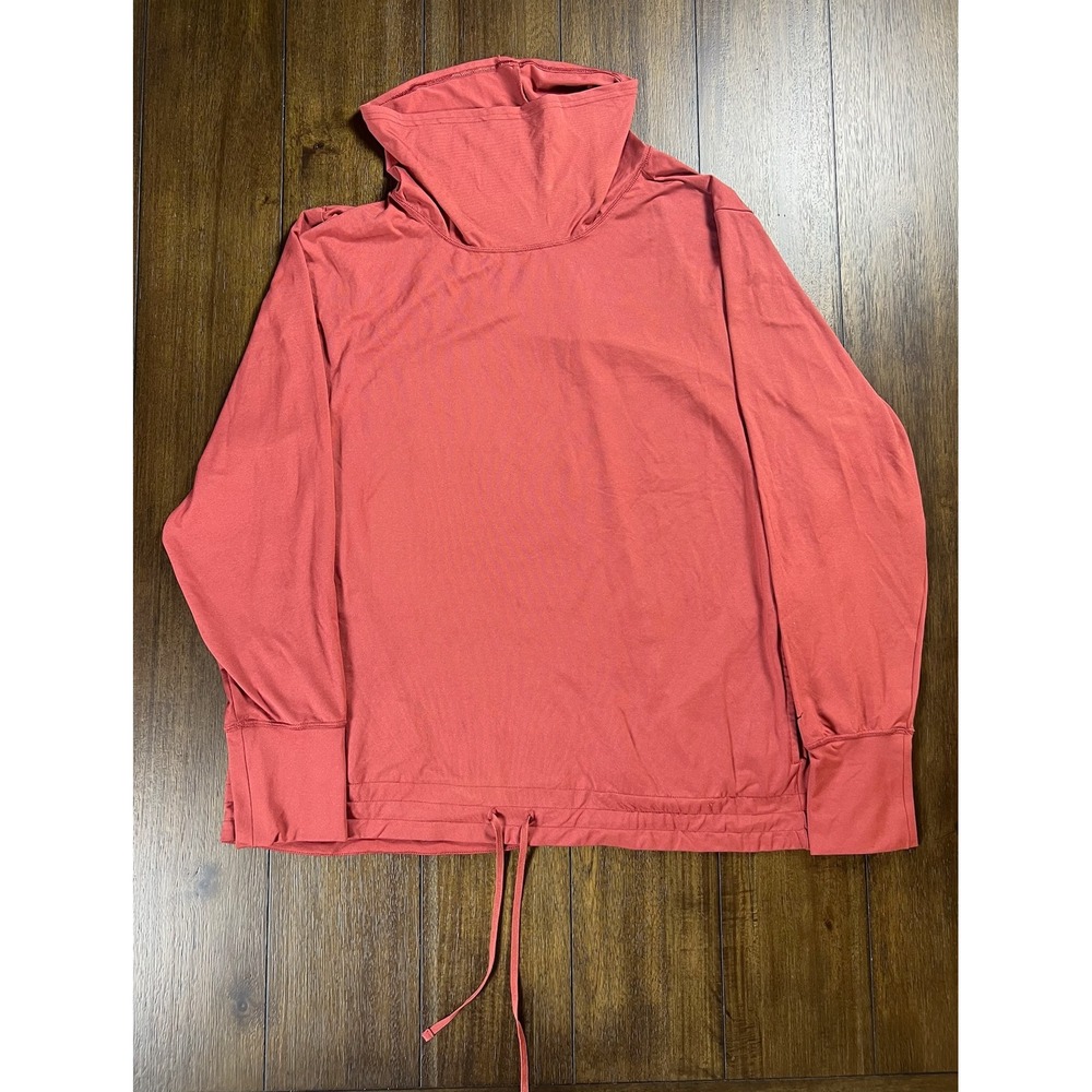 Nike Dri-FIT Womens 2X Clay Red Funnel Neck Drawstring Hem Long Sleeve Top